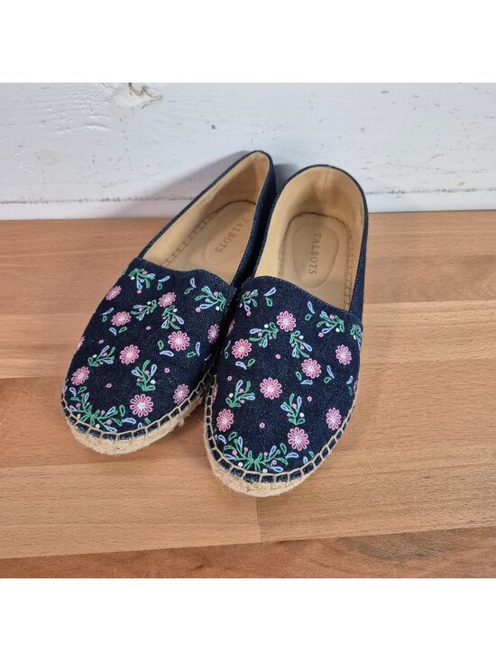 Talbots Shoes - Talbots Floral Embroidered Espadrilles Navy Blue Slip-On Shoes Size 7M Textile U